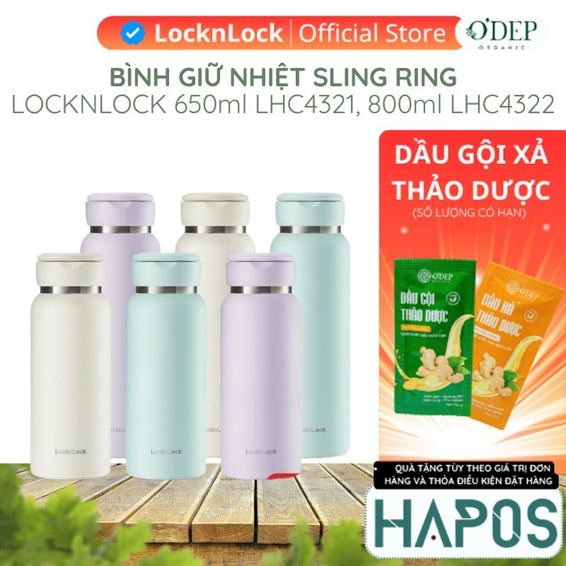 Bình giữ nhiệt LocknLock Sling Ring Tumbler 650ml LHC4321, 800ml LHC4322 - Chính hãng - HAPOS LOCKNLOCK OFC