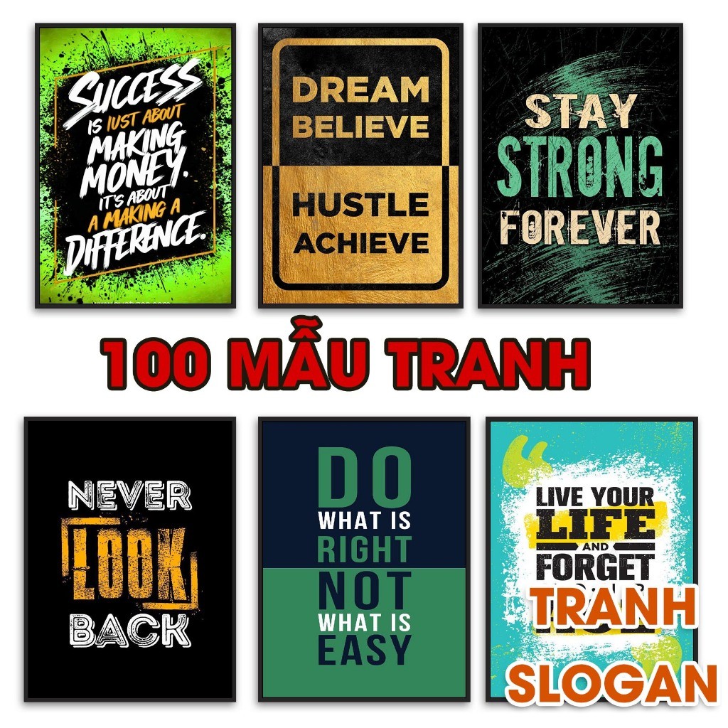 Tranh slogan tiếng anh, tranh trang trí lớp học tiếng anh, Tranh văn phòng chất liệu canvas