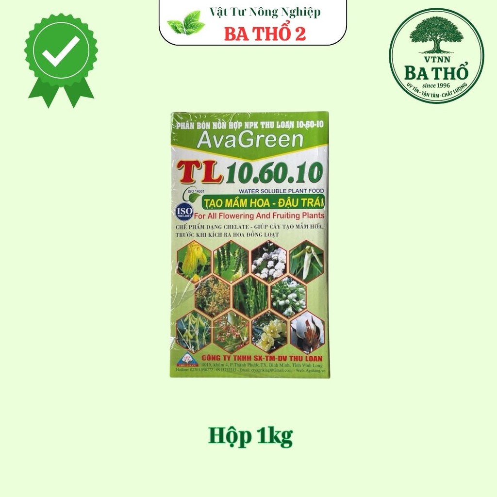 Phân Bón Lá Hỗn Hợp NPK TL 10.60.10 hộp 1kg (4 gói 250gr)