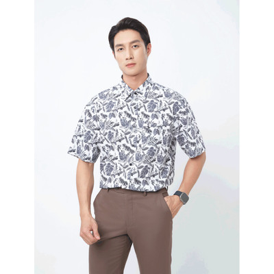 Sơ mi tay ngắn lai ngang VIETTIEN SMART CASUAL vải Bamboo phom REGULAR VT00000389