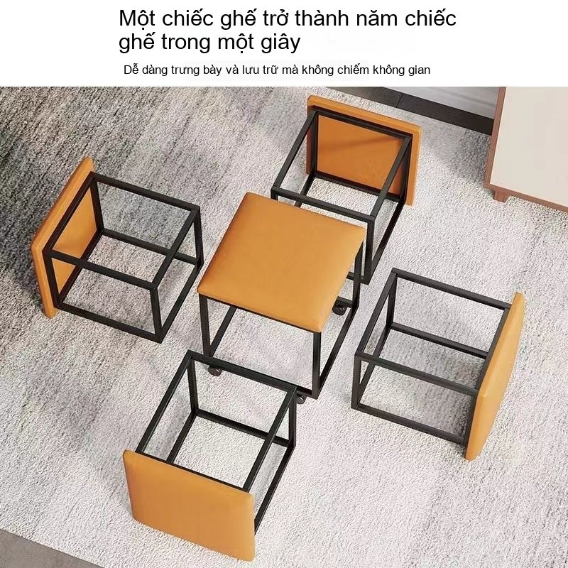 Ghế đẩu kết hợp hình khối Rubik, ghế sofa nhỏ thấp với bánh xe đa năng, ghế xếp gập lại