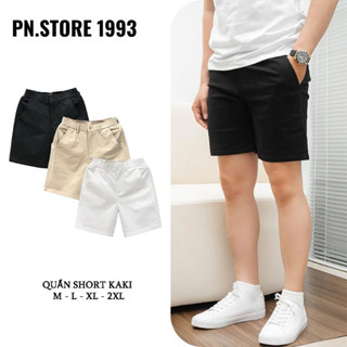 Quần Short Nam PN.STORE 1993 , Quần Kaki Nam Cạp Chun Khuy Cúc Vải Mềm Mại Co Giãn Thoáng Mát