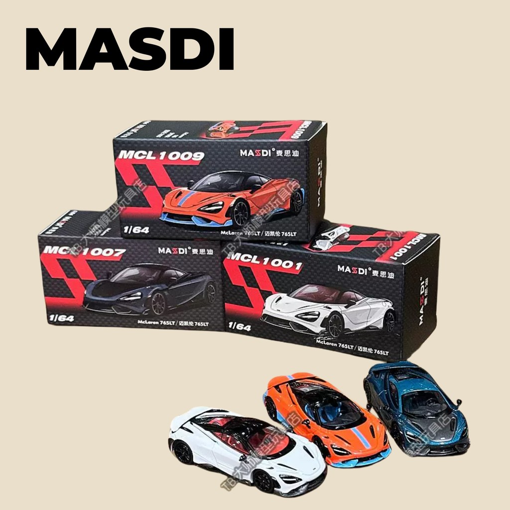 MASID 1:64 McLaren 765LT Senna Mô Hình Xe Siêu Xe Diecast Dành Cho Bé Trai Bộ Sưu Tập Quà Tặng