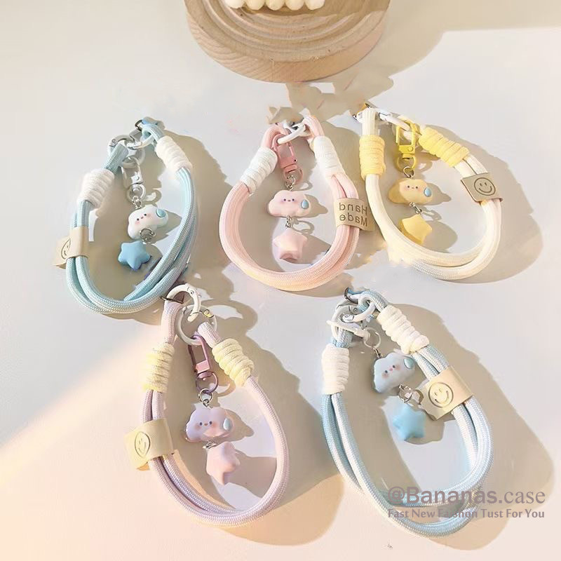 Cute Candy Color Smile Stars clouds Crystal Bling Fish Phone Ring Phone Lanyard Key Lanyard Preventi
