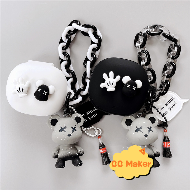 For Anker Soundcore Liberty 5 ANC Case Creative Cute Bear Bracelet Keychain Silicone Soft Case Sound