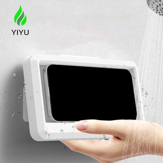 Giá đỡ điện thoại tắm YIYU, Hộp điện thoại di động phòng tắm chống nước treo tường, chống sương mù tự dính đa năng 360° Xoay tường giữ điện thoại di động