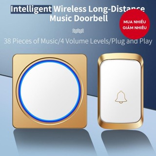 Chuông cửa gia đình AC không dây, Chuông cửa chống nước thông minh (Phích cắm US), Khoảng cách cảm ứng 1000 Feet, Tùy chọn 38 tông chuông, Thích hợp cho khách sạn, văn phòng, căn hộ (Bộ dụng cụ chuông cửa cổ điển: 1 nút + 1 đầu thu)