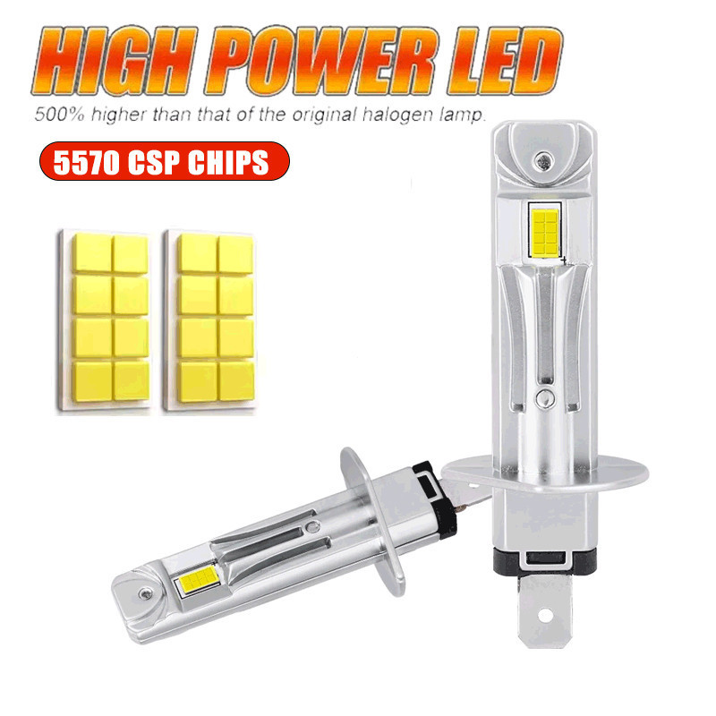 2PC H1 LED Bóng Đèn Pha Ô Tô H1 LED Canbus Kích Thước 1: 1 Fanles Không Dây Kích Thước Mini Bóng Đèn