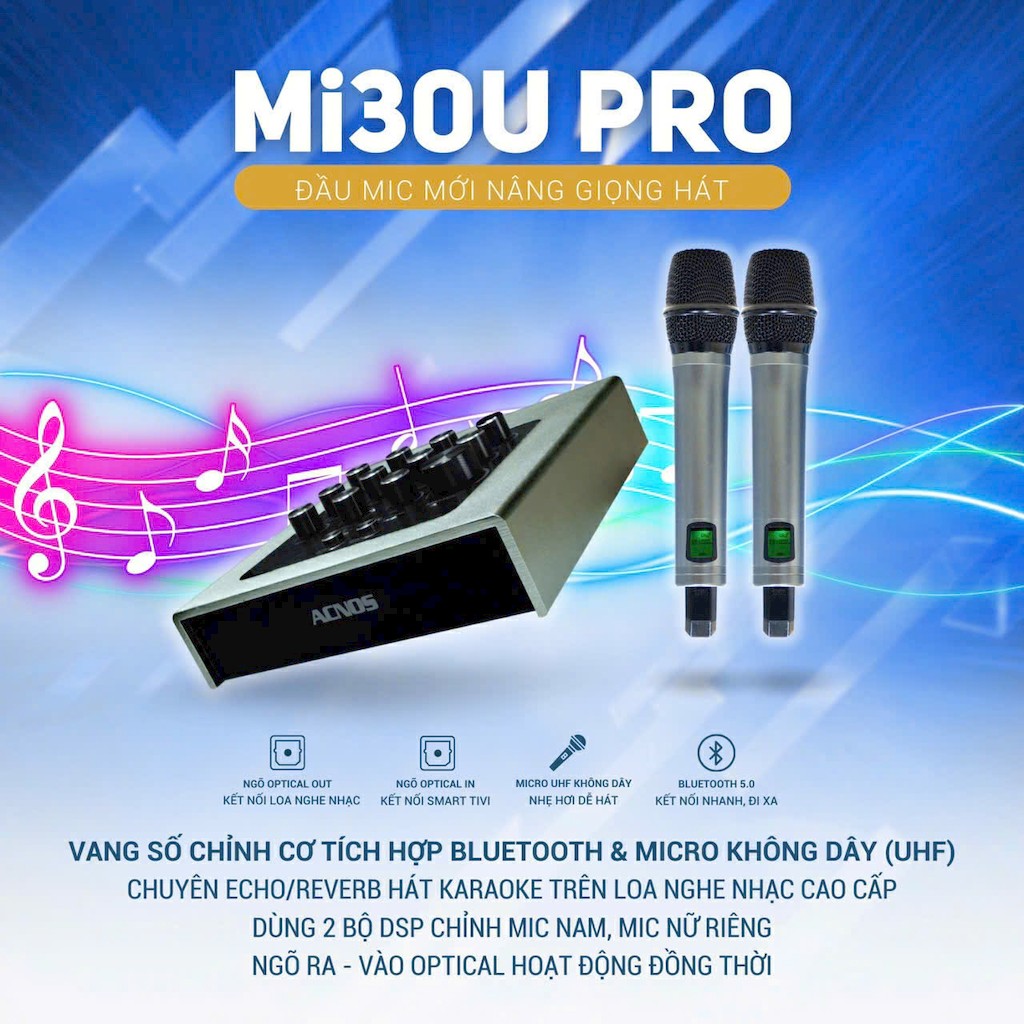 [HCM] Vang cơ mini Acnos Mi30U pro + kèm 2 micro nhôm - Hàng chính hãng - Công Ty Thiên Phúc