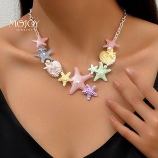 MOJOY Dây chuyền vỏ sao biển ngọc trai nhiều màu, quà tặng phụ kiện cho nữ mùa hè đi biển