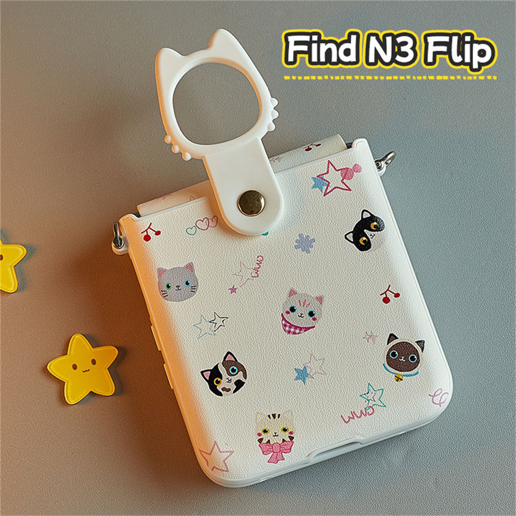 Ốp Điện Thoại Puppy Kitty Toàn Màn Hình Dễ Thương Có Nhẫn Cho OPPO Find N3flip N3flip N3 flip N3 fli