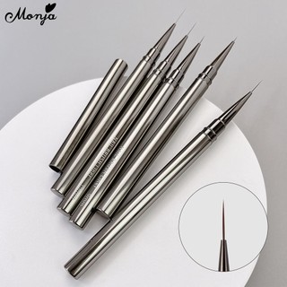 Monja 9/12/15/18mm Móng Tay Nghệ Thuật Lót Bàn Chải Sọc Pháp Đường Lưới Sọc Vẽ Bàn Chải Tranh Hoa Bàn Chải DIY Dụng Cụ Làm Móng Tay