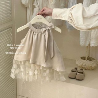 [SALE] V350: Váy Đầm Yếm Babydoll Tiểu Thư Nơ Hoa Xinh Bé Gái Qc