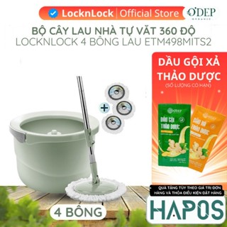  Cây lau nhà LocknLock ETM498MITS2 Chính hãng tự vắt xoay 360 độ kèm 3 bông lau có cán tay dài dễ vệ sinh - HAPOS MALL 