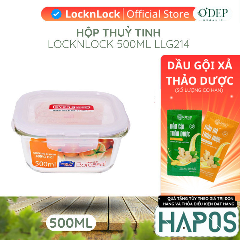 Hộp bảo quản thủy tinh vuông 500ml LocknLock Chính hãng LLG214  - HAPOS OFFICIAL