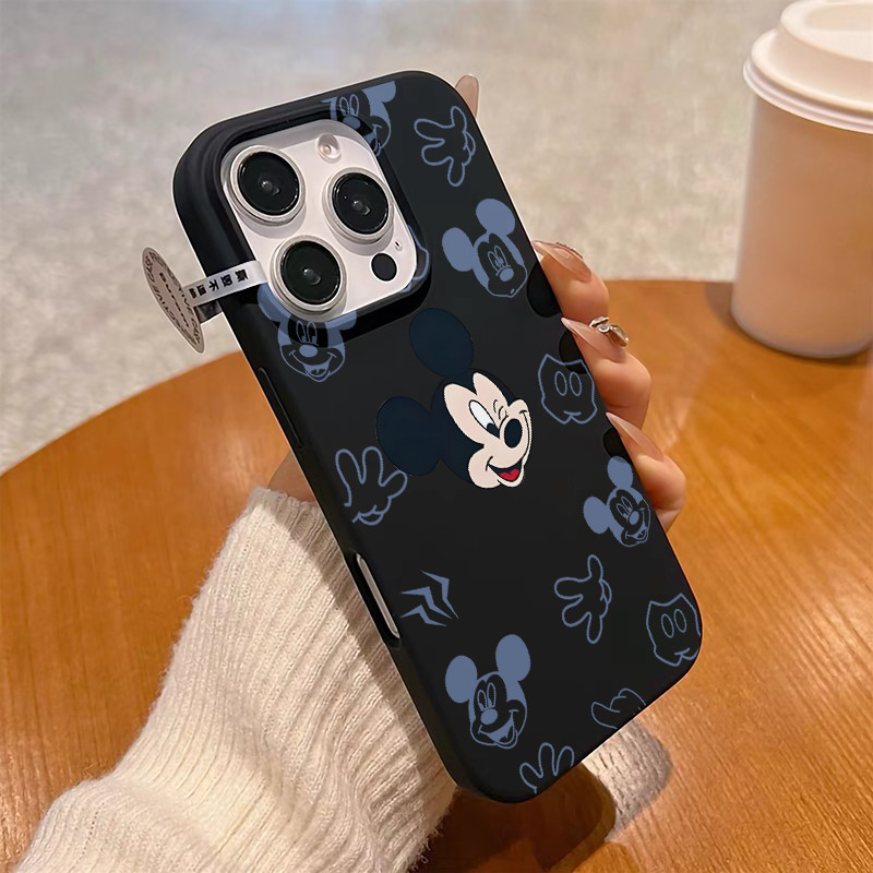 ốp lưng iPhone 11 12 13 14 15 16 Pro Max Black Mickey Mouse shockproof Tương thích với iPhone 11 13 