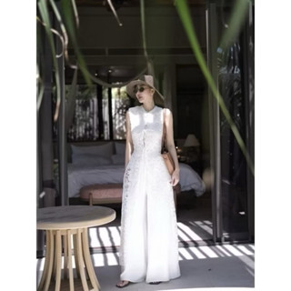 Set Bộ Đồ Áo Ren Dáng Dài Mix Quần Lụa Dạ Thuyvantran, Set Áo Sát Nách Ren Chiế Eo Phối Quần Dài Cách Điệu Zinna.store