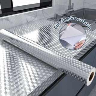 Giấy bạc dán nhà bếp chống bẩn Pami, Decal giấy dán tường nhà bếp tráng nhôm chịu nhiệt chống nước