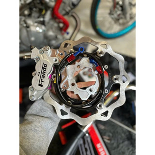 [ Combo 4 món ] Đĩa KTM size 260mm gắn mâm 4 lỗ + heo Frando 4pis Bạc + dây dầu morin Đen + pát Cnc lỗ ốc 10li