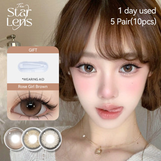 Kính áp tròng Starlens lens 1 ngày Nâu/Xám 10 chiếc, Đường kính 14.2/14.5mm Mắt búp bê có độ (0-8)