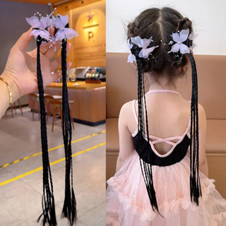 Trẻ Em 2025 Phong Cách Mới Phụ Kiện Tóc Bé Gái Tóc Giả Bím Tóc Hoạt Hình Dễ Thương Bướm Phụ Kiện Tóc Ngựa Kẹp