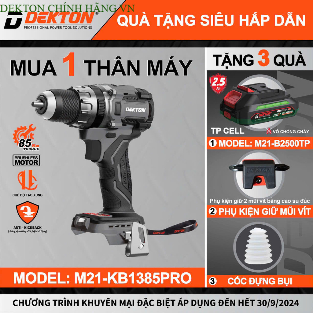 Máy Khoan 3 Chức Năng 85Nm Dekton / M21-KB1385PRO  Trang Bị Anti KickBack - ECO TURBO DEKTON C. HÃNG