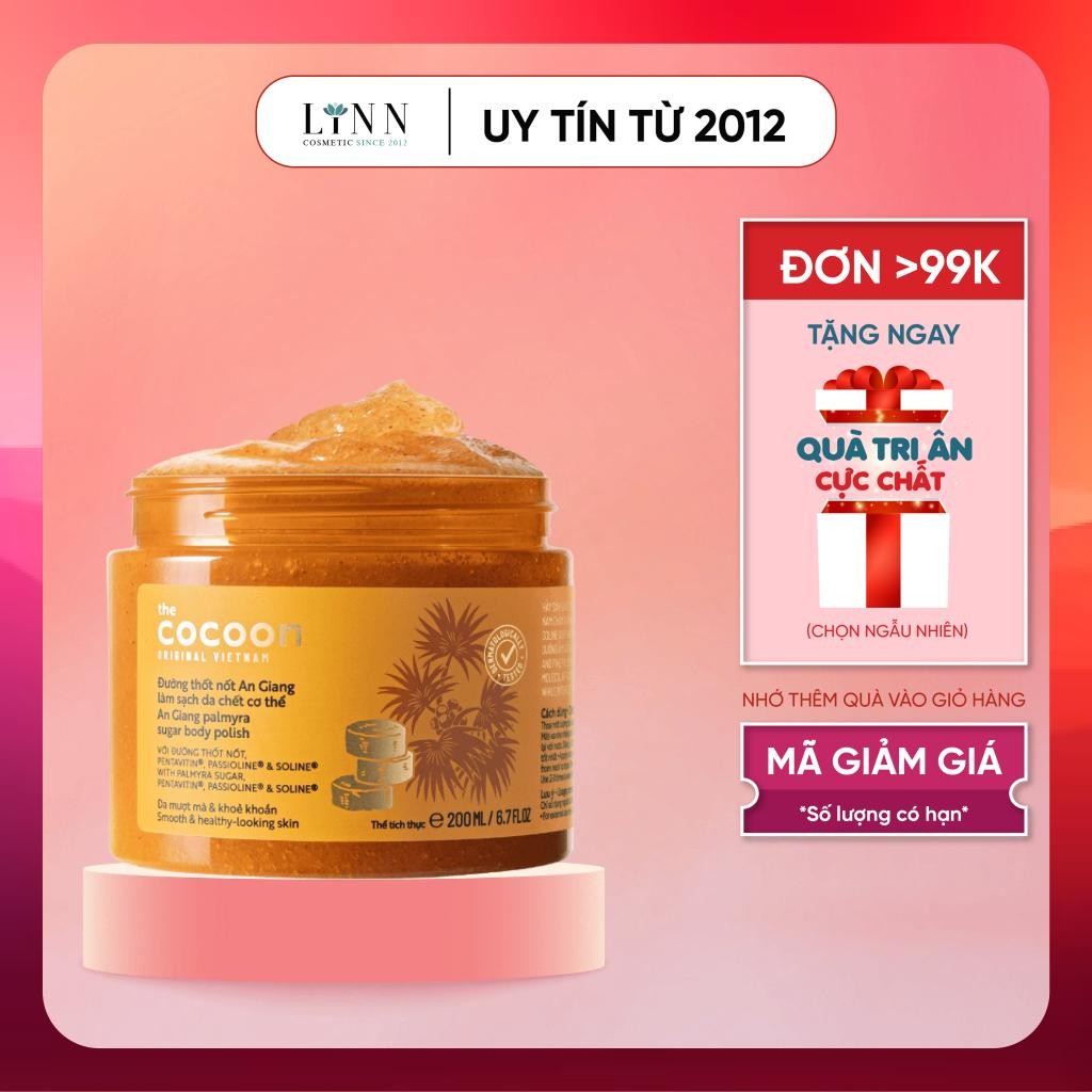 Mẫu mới - Tẩy da chết Cocoon cho body đường thốt nốt An Giang làm sạch da chết cocoon Việt Nam 200ml