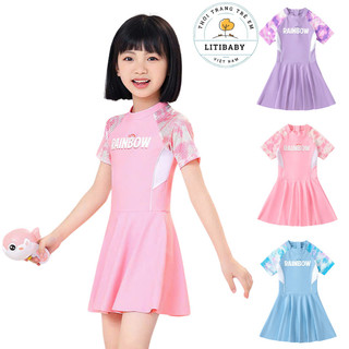Váy Bơi Công Chúa Bé Gái YLIKE – Đồ Bơi Liền Thân Tay Ngắn Siêu Xinh, Chống Nắng, Nhanh Khô