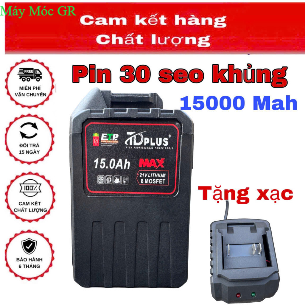 Pin 30 Cell Makita 21v Chân Pin Phổ Thông M21 Có Đèn Báo Pin Dòng Xả Cao Thiết Bị GR