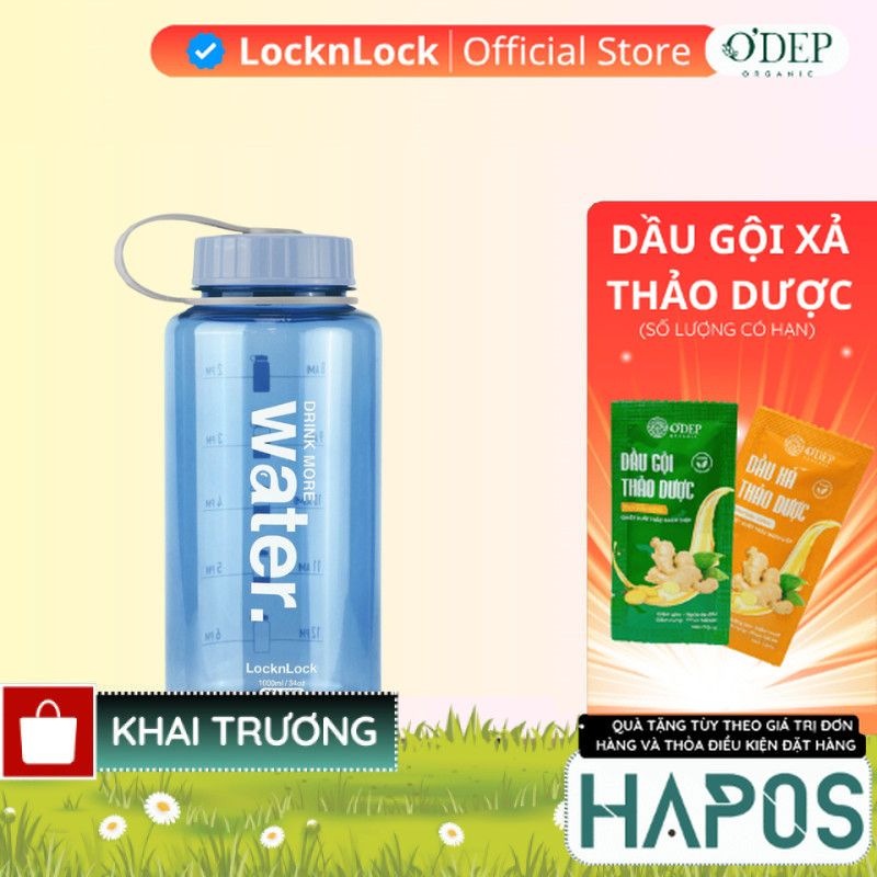 Bình nước LocknLock Helper Bottle 1L - Màu xanh dương Chính hãng  ABF610NBLU  - HAPOS LOCKNLOCK OFC