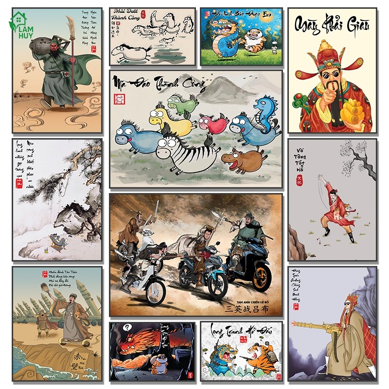 [HOT] Tranh LONG TRANH HỔ ĐẤU | MÃ NGÁO THÀNH CÔNG | MÃI DELL THÀNH CÔNG | Tranh treo tường có khung