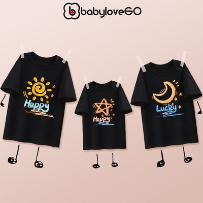 Áo thun gia đình BabyloveGO áo phông cộc tay nam nữ chất thun cotton mềm mịn thoáng mát cổ tròn phong cách basic