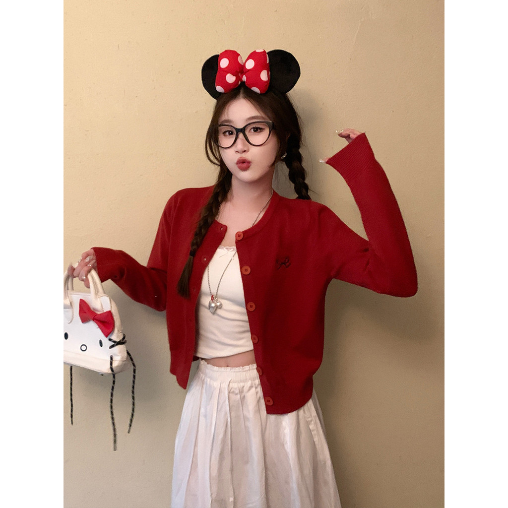 YAYUAN K Dệt Kim Cardigan Nữ Phong Cách Mới Cổ Tròn Thời Trang Mỏng Nhìn Thêu Áo Khoác Nhỏ Pur | BigBuy360 - bigbuy360.vn