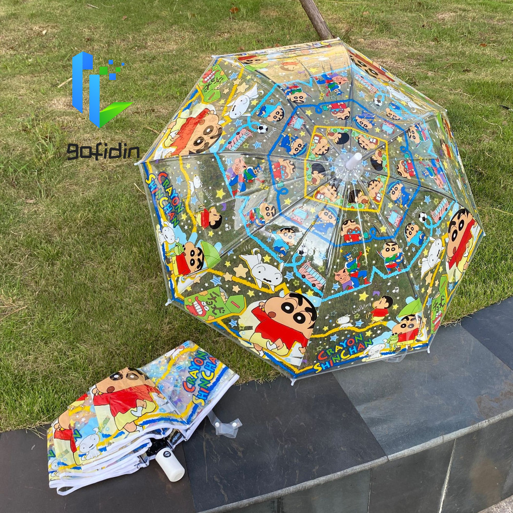 Ô tự động GOFIDIN Crayon Shin chan, Ô chống nắng nhẹ Crayon Shin chan, Ô chống nắng gấp trong suốt i