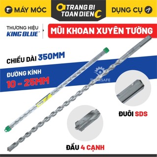  KingBlue KBL4 Mũi Khoan Bê Tông 4 Cạnh chuôi gài đường kính 10-25mm dài 350mm Mũi khoan xuyên tường 