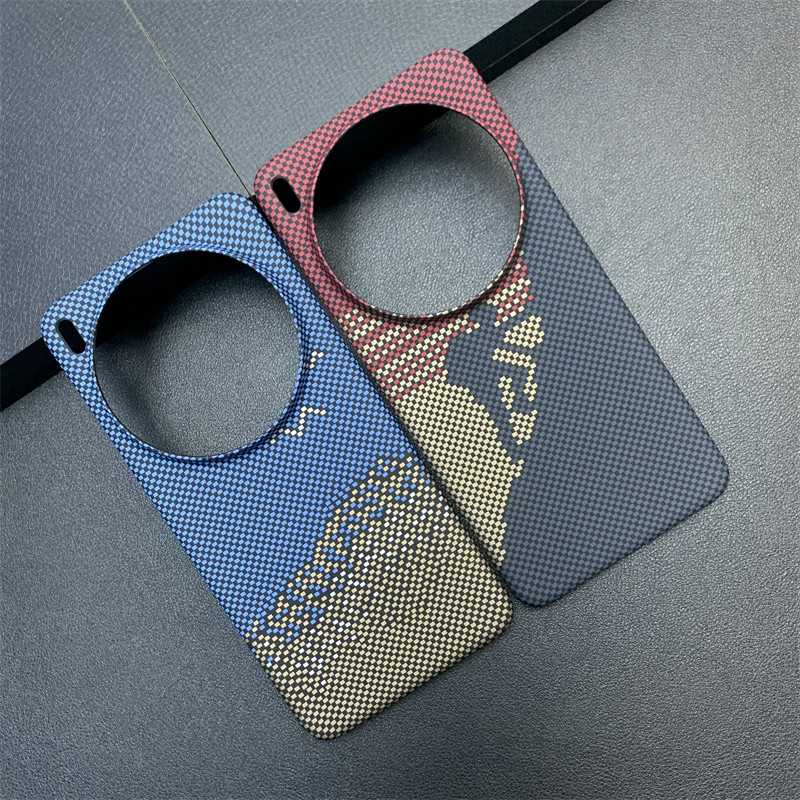 Ốp điện thoại cứng hình bãi biển họa tiết sợi Carbon nửa mảnh cho Vivo X200 X100 X100S Pro X200Pro M