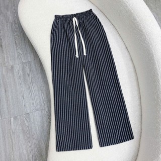 Quần Kẻ Sọc Bigsize Nữ Dáng Suông Dài 90cm Lưng Chun Co Giãn Vải Mềm Mịn Ít Nhăn Q560