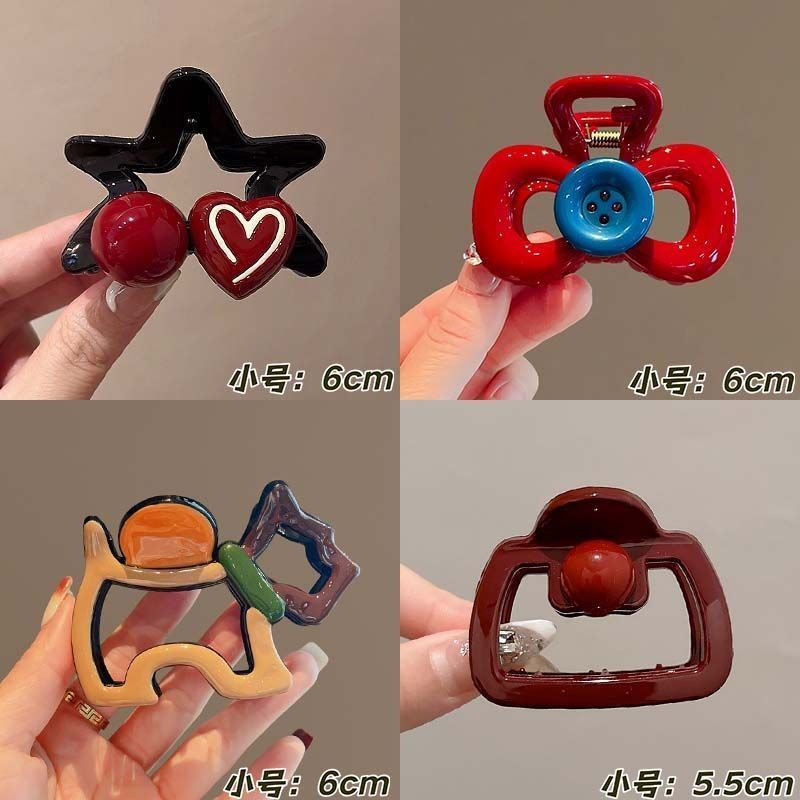 / [Giao hàng trong ngày] Kẹp đuôi ngựa cao ngôi sao năm cánh màu đỏ Angola nữ 2024 Kẹp tóc nửa mảnh 