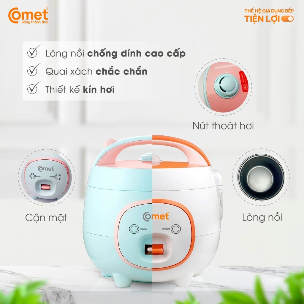 Nồi cơm điện mini 0,8L nắp gài COMET - CM8006