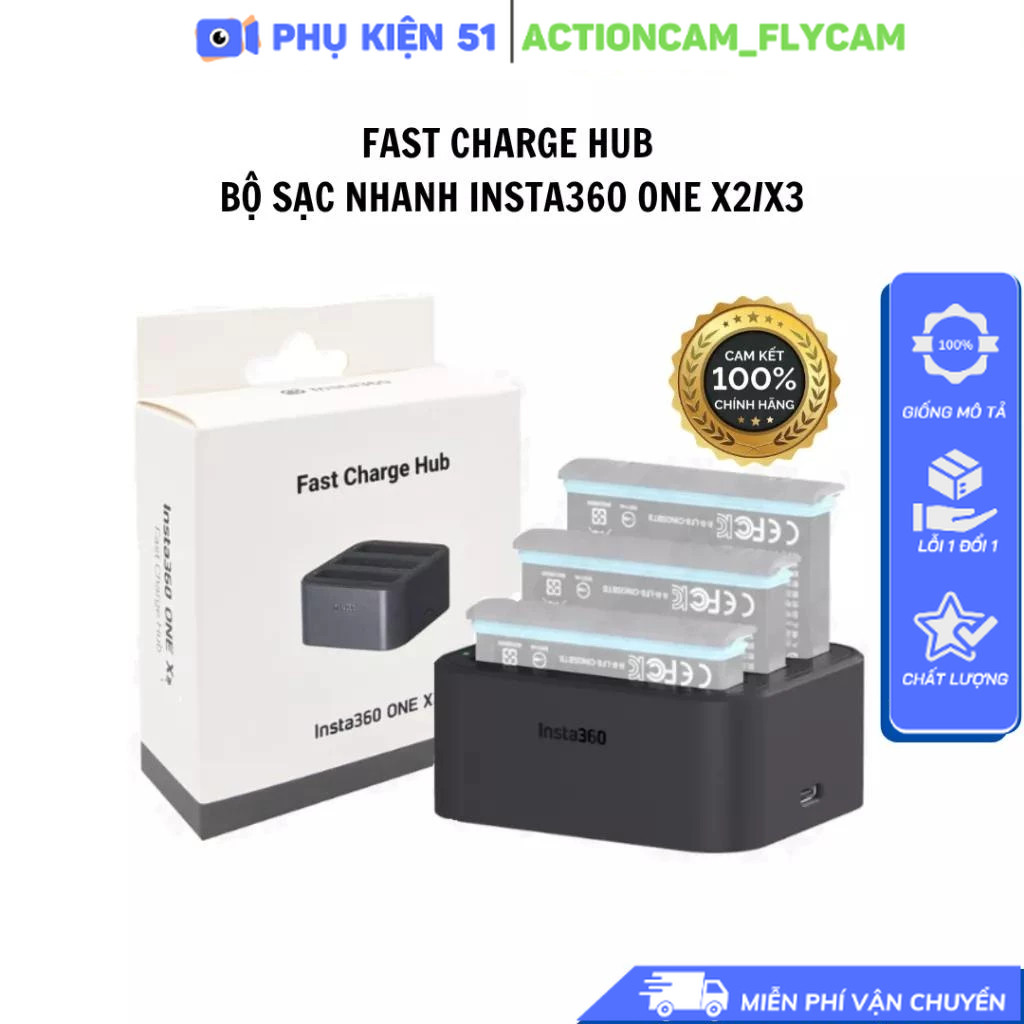 Dock sạc pin INSTA360 One X2 X3 - Insta360 X3 Fast Charge Hub