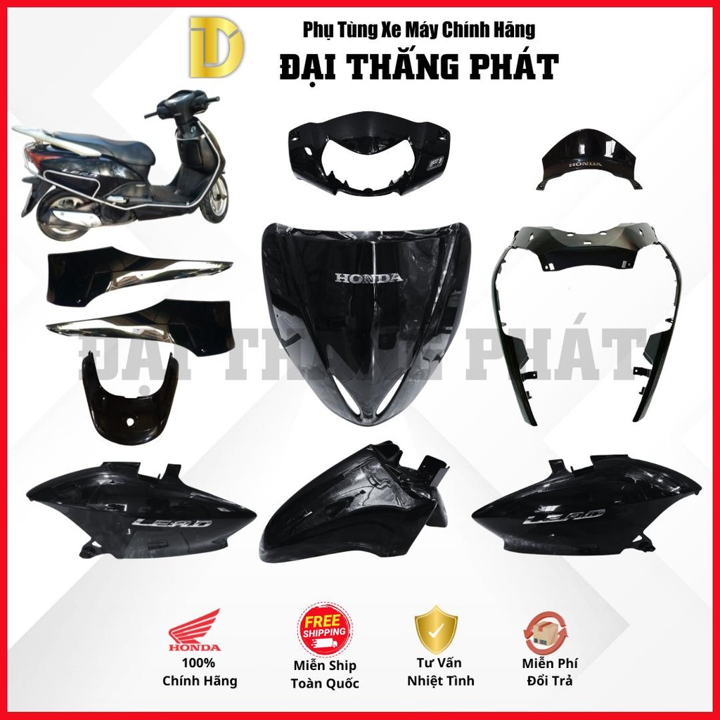 (Có bán lẻ) Dàn áo xe Lead 110cc GGE (2009-2010-2011-2012) màu Đen - NHA69 chính hãng Honda