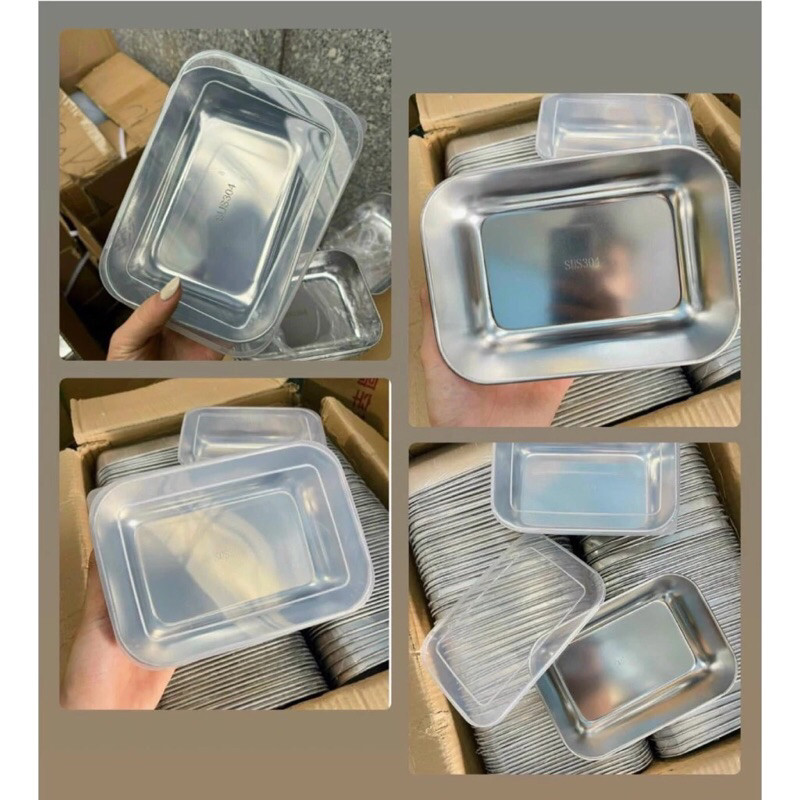 Khay làm đá bằng inox 304 kèm nắp - hộp đựng thực phẩm đủ cỡ - Tổng kho 98