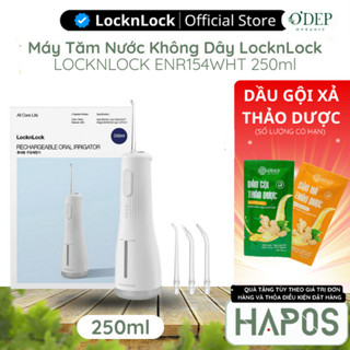  Máy tăm nước không dây 250ml LocknLock Hàng chính hãng 4 chế độ rung dung lượng pin 2000mAh ENR154WHT - HAPOS BEAUTY 