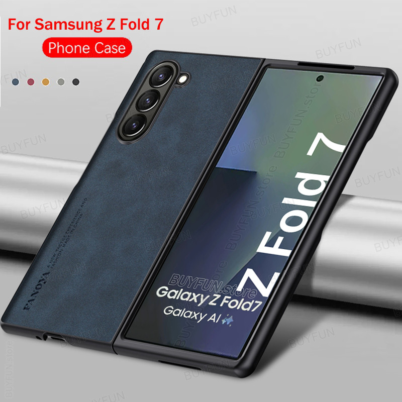 Luxury Shell For Samsung Galaxy Z Fold 7 5G Zfold7 zfold fold7 Texture Leather TPU Back Cover Phone 