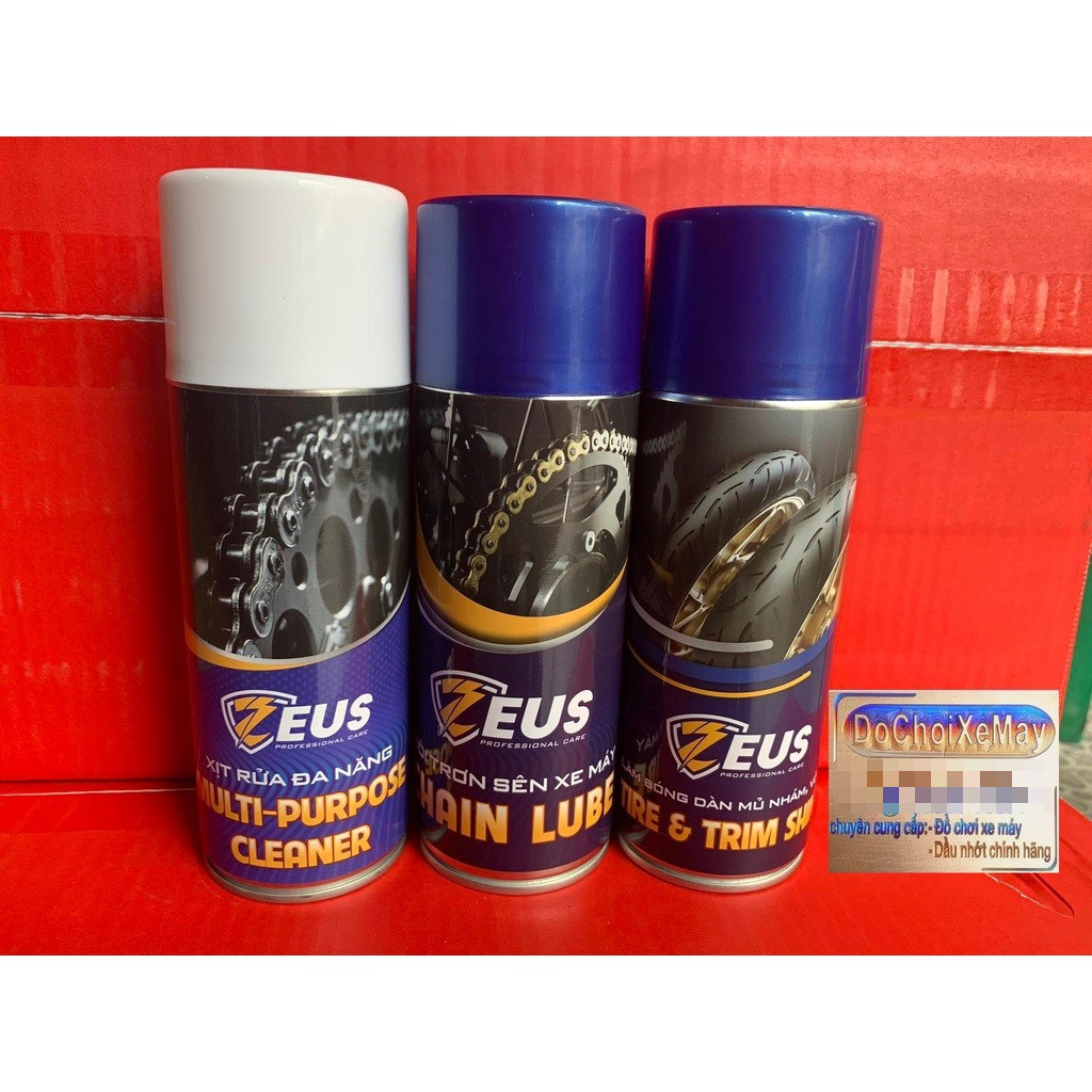 Chai xịt bảo dưỡng sên Zeus, vệ sinh sên xe máy Zeus, làm bóng dàn nhựa nhám vỏ xe Zeus . ShopDoChoi