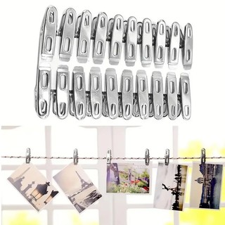 20 / 40 Chiếc Thép Không Gỉ Miệng Phẳng Kẹp Quần Áo Nhà Bếp Túi Thực Phẩm Niêm Phong Kẹp Chống Trượt Đa Năng Tất Khăn Sấy Kẹp