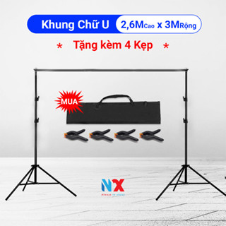  Khung treo Phông nền nền backdrop chữ U kích thước ngang 3m x cao 2,6m 