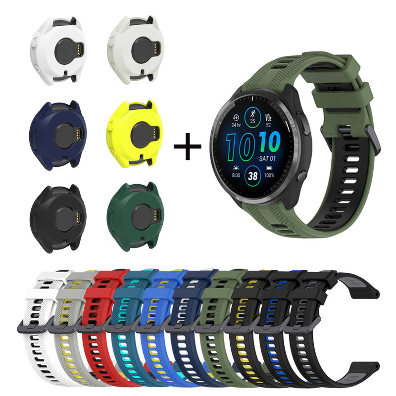 Dành cho Garmin Forerunner 965 Dây đeo vòng tay silicon hai tông màu Vỏ bảo vệ TPU