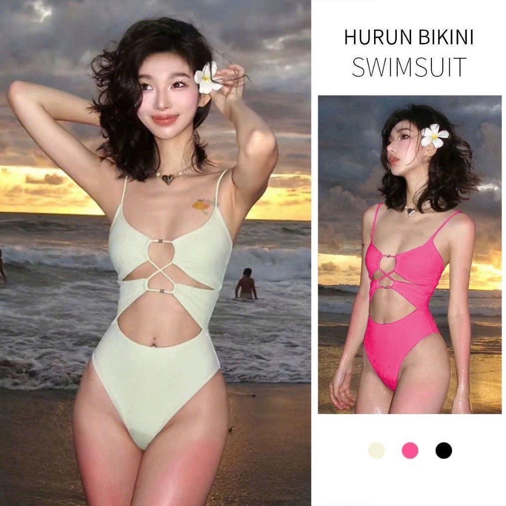 Set bộ đồ bơi Bikini liền thân thiết kế khoét eo sexy gợi cảm phong cách Retro HMH BKN57 | BigBuy360 - bigbuy360.vn