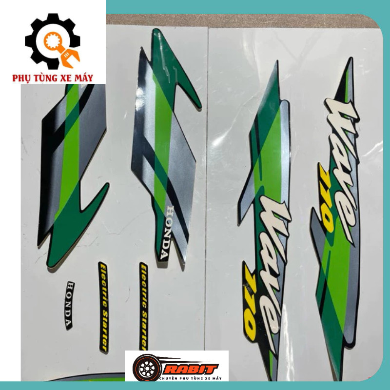 PT86_ Bộ tem wave thái 110, hàng cao cấp 3 lớp, màu xanh nhớt |